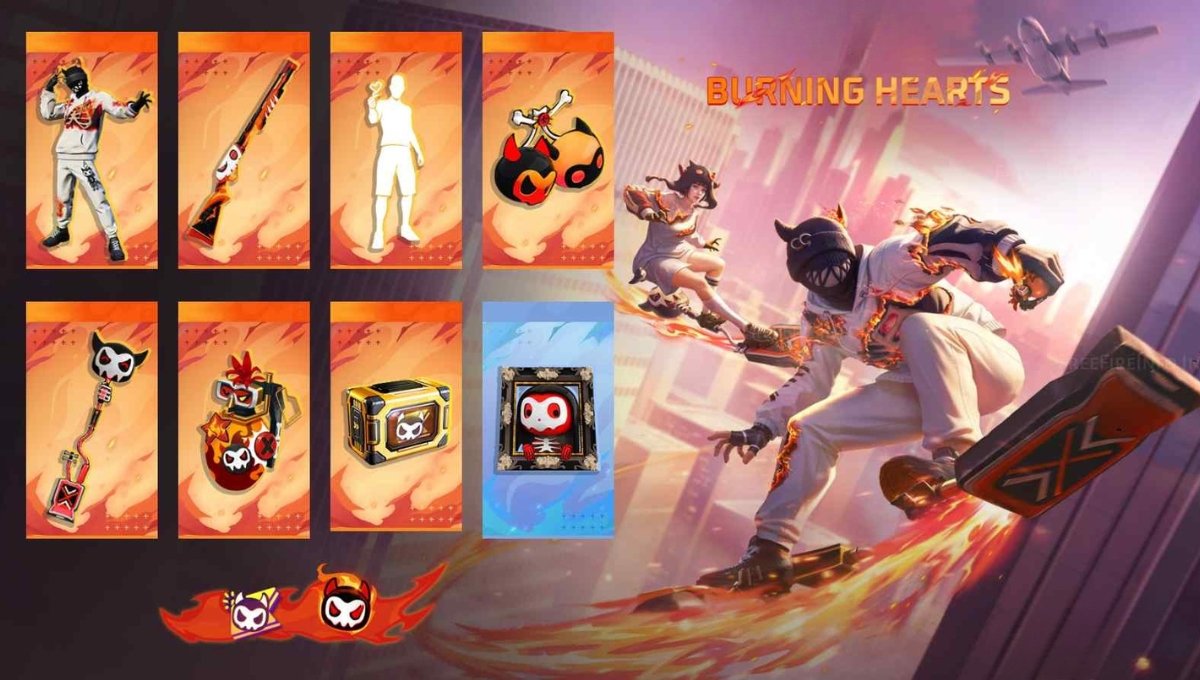 Free Fire Booyah Pass August 2025, Burning Hearts Brings the Heat