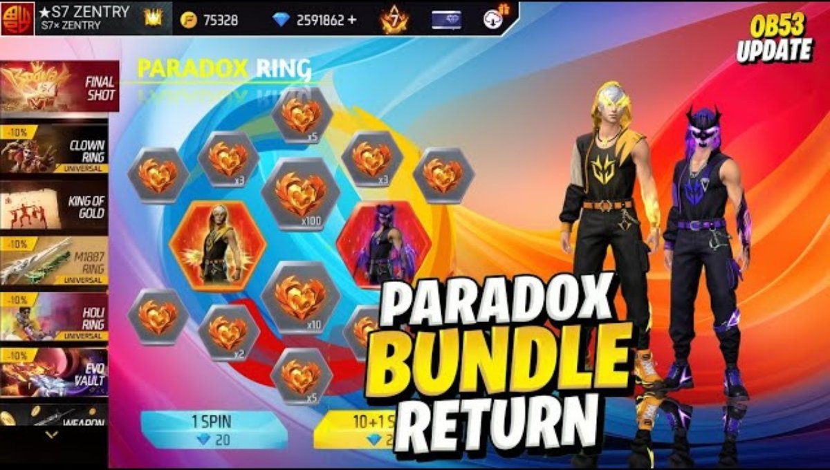 Free Fire Legendary Paradox Bundle Return